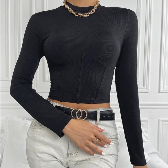 Shein - Long sleeve crop slim fit - polyester - Picture 2 of 4